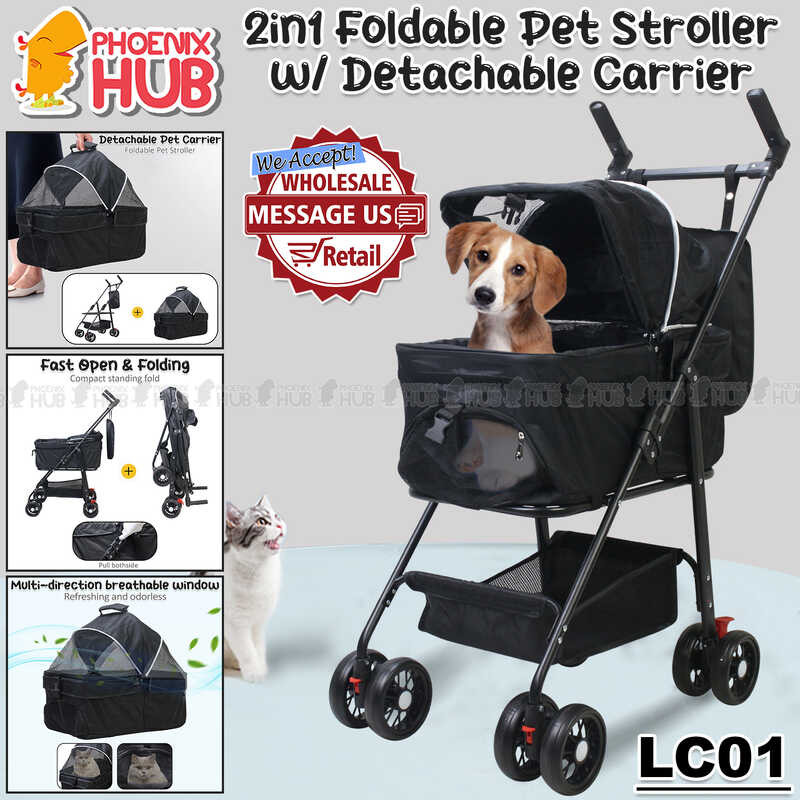 Hub Phoenix Lc01 360 Degree Rotating Pet Lightweight Detachable Foldable Travel Stroller For Dogs A