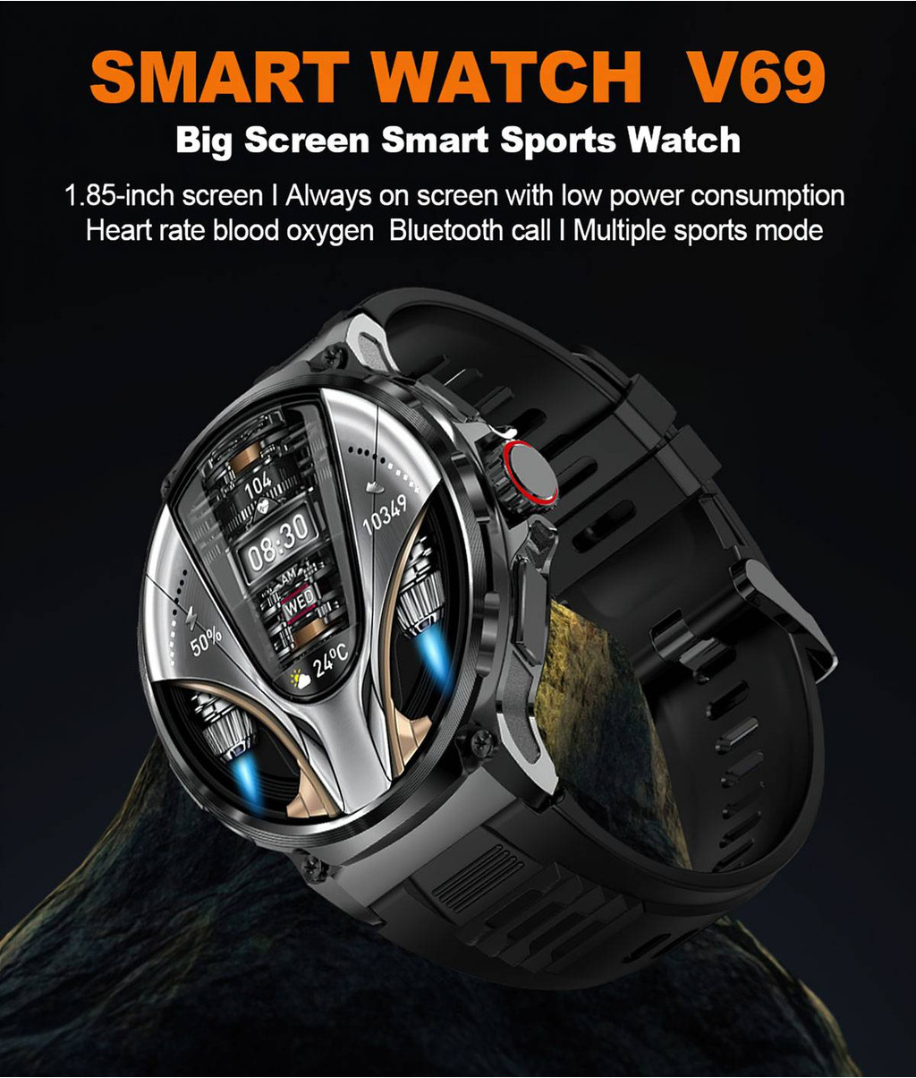 2024 New V69 Smartwatch 1.85 inch Ultra HD Bluetooth Calling GPS