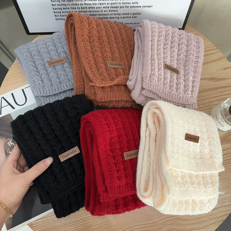 Women Girls Korean Winter Wool Knitted Scarf Students Solid Color ...