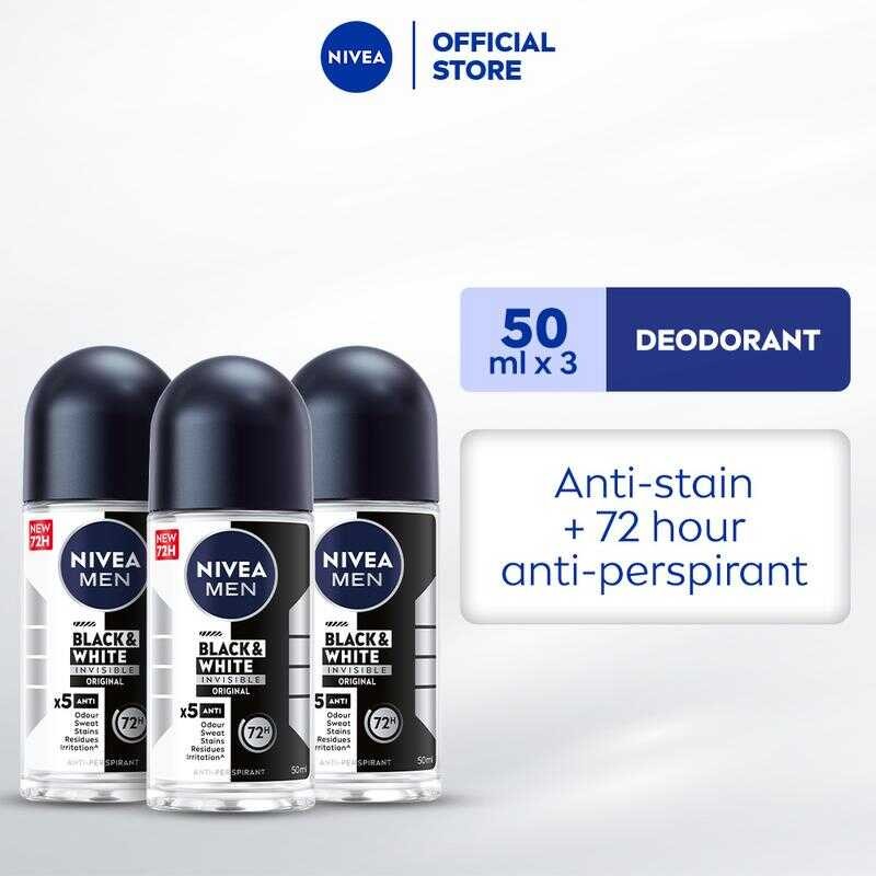 PACK OF NIVEA Men Deodorant Black White Original Anti Perspirant Roll ...