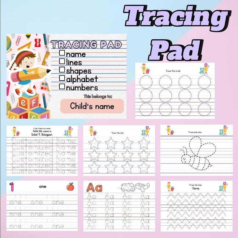 Tracing Pad For Kids Writing Pad Name, Alphabet, Lines, Shapes, Numbers ...