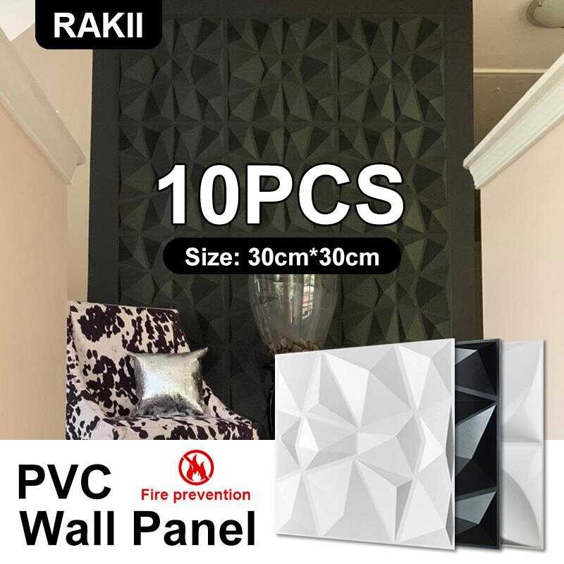 10Pcs Wall Panel Sticker PVC Panel Diamond Design Wallpaper Design Home ...