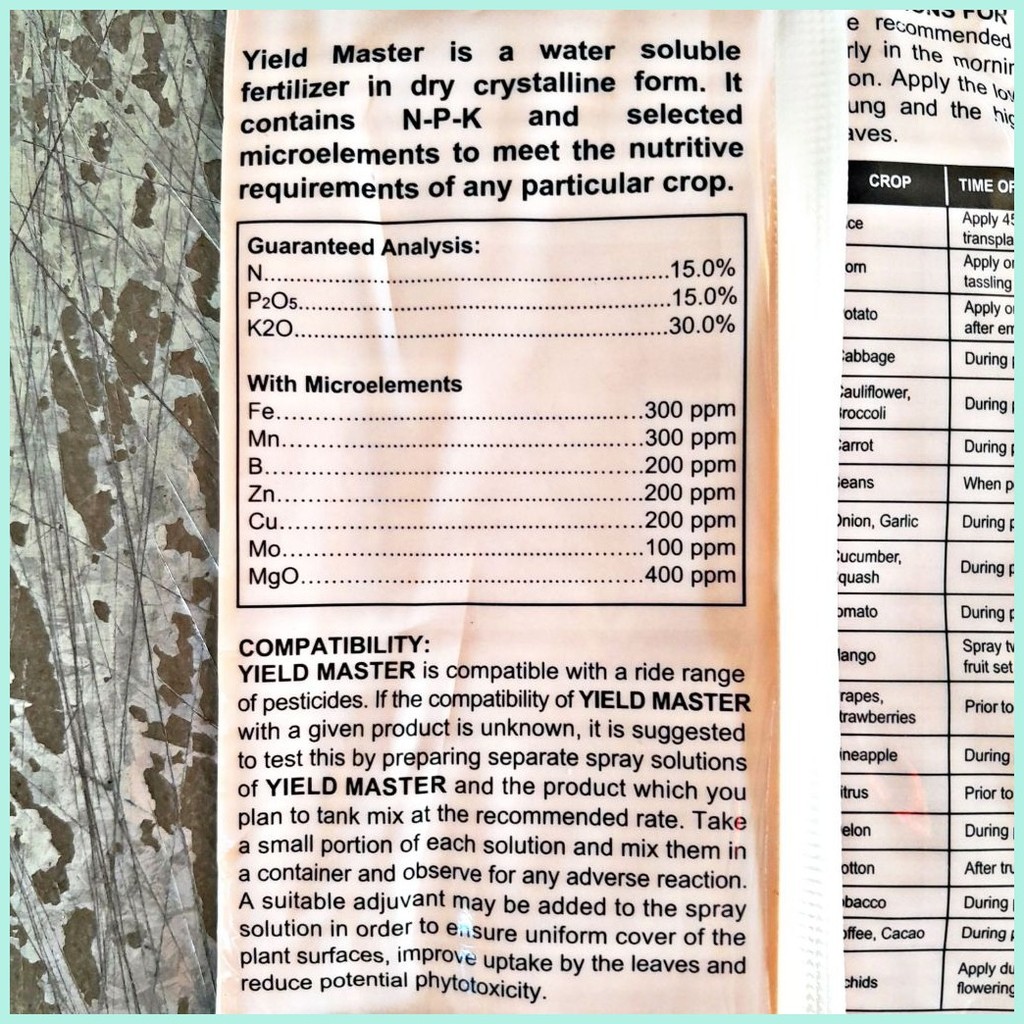 YIELD MASTER 15-15-30 (1 KG) FOLIAR FOR FLOWER AND FRUIT DEVELOPMENT by ...