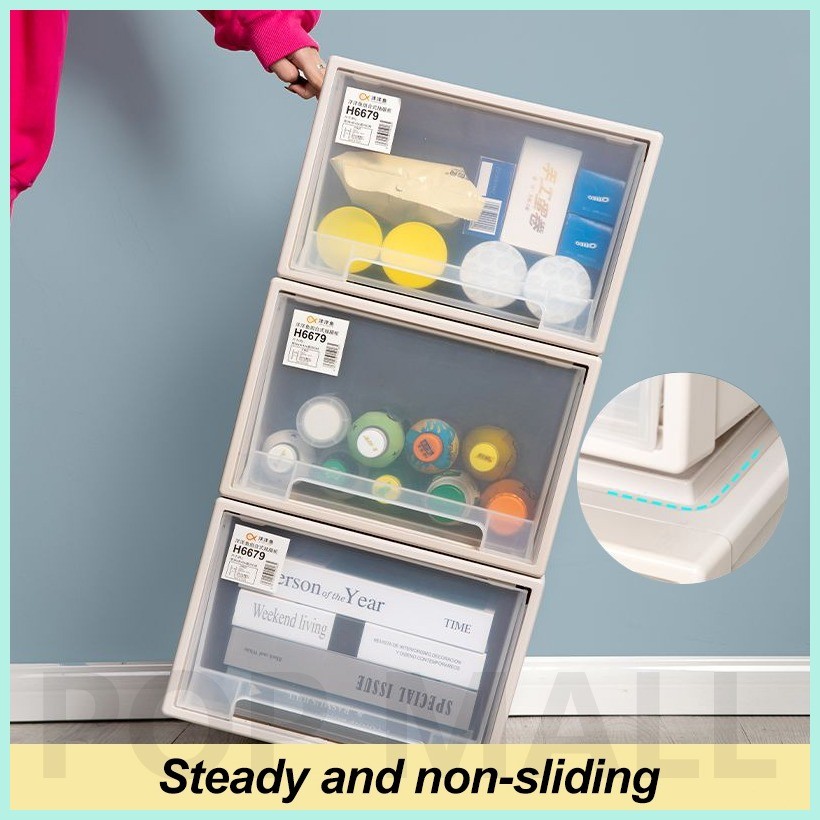 PoP Transparent Drawer Type Stackable Plastic Cabinet Storage Box ...