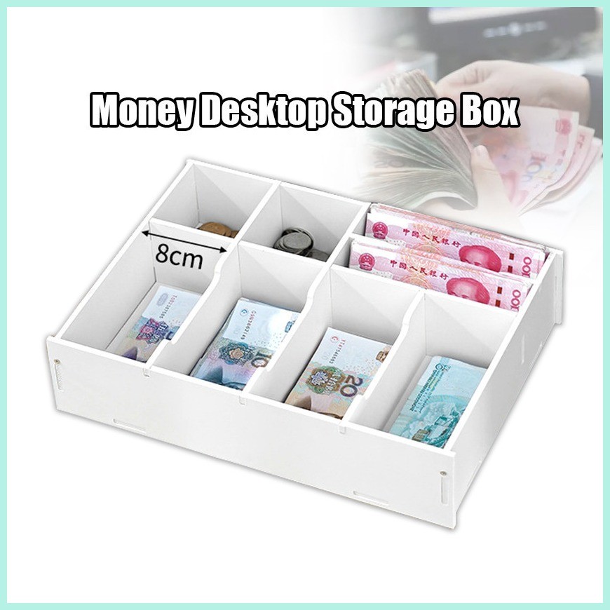Desktop PVC Money Safe Box Cash Drawer Cashier Storage Rack Money Coins ...