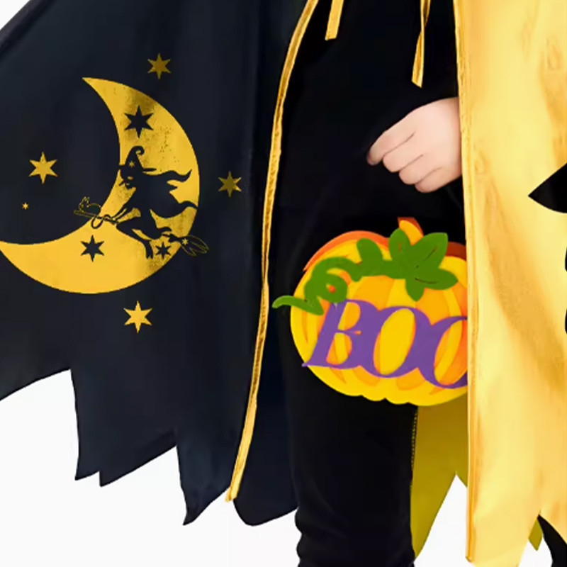 [COD] Kids Halloween Costume Magician Cloak Cape and Hat Cosplay Prop