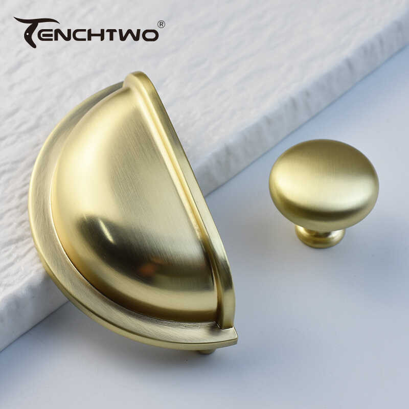 Furniture Brushed Brass Handle Shell Ears Round Single Hole Kitchen ...