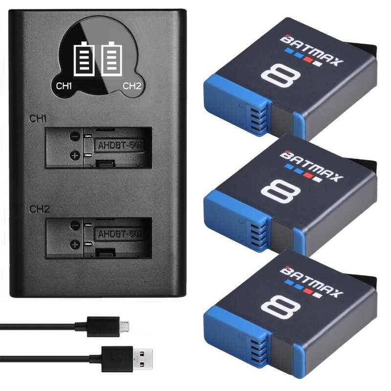 3 Batmax Pac Battery + LCD Dual Charger Na May Type C Port Para Sa