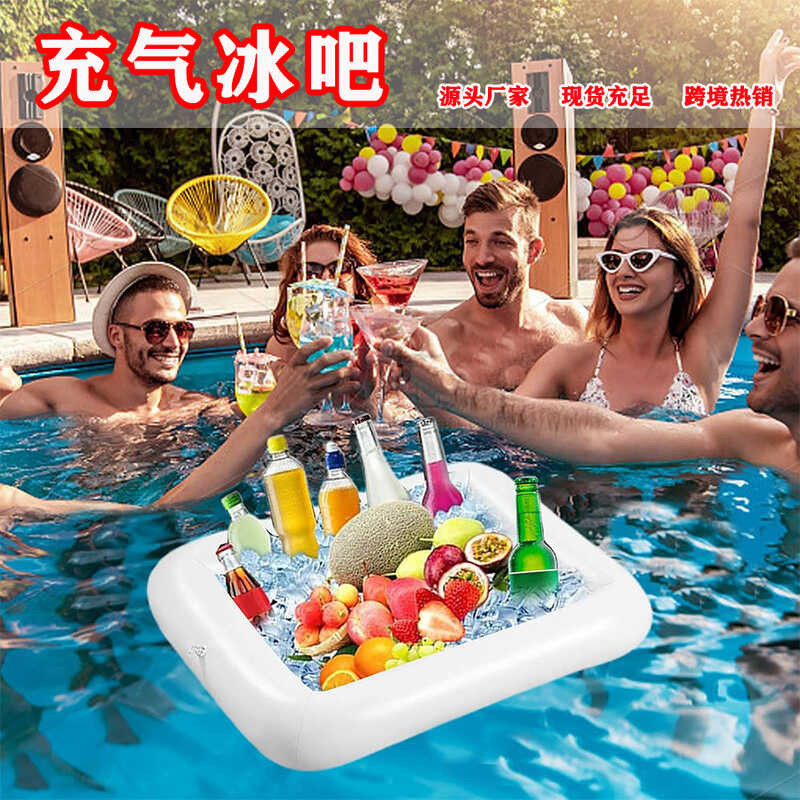 PVC Bar Pool Party White Fruit Tray Square Beverage Bucket Inflatable ...