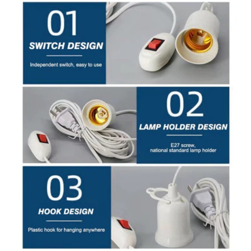 3m/5m/10m Bulb Extension Socket with Switch Flexible Extension Cable ...