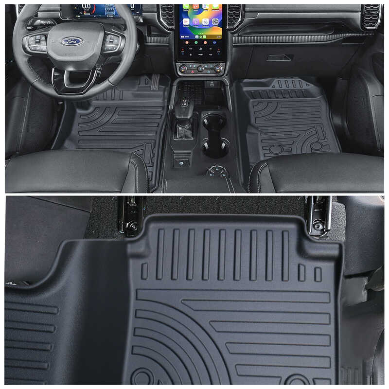 UK Custom Covers Tailored Floor Mats For Ford Ranger Wildtrak (2006-2012) – Heavy Duty Rubber – Black