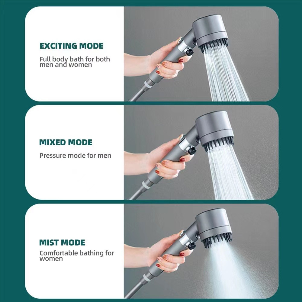 3Settings Super Pressurized Shower Head Set With Filter High Pressure ...