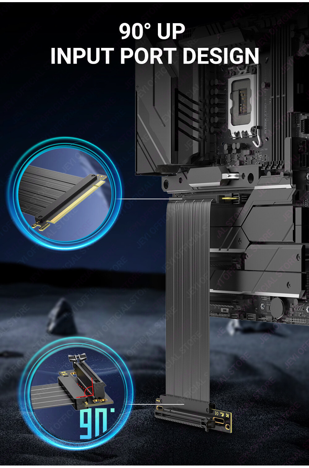 Câble Riser PCIe 4.0 90° Avec Blindage EMI - 10 Cm - Pour GPU Et Refroidissement Liquide - Compatible 3.0/2.0 - 7