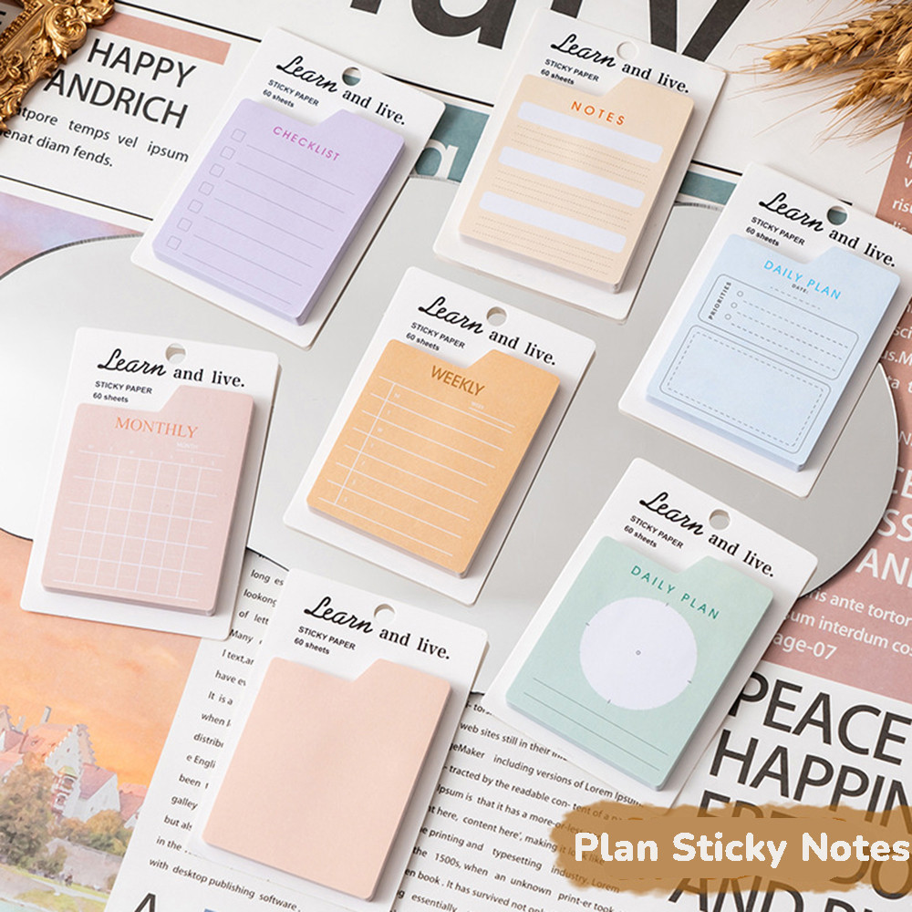 60 Sheets Multifunctional Sticky Notes Notepad Memo To Do List Planner ...
