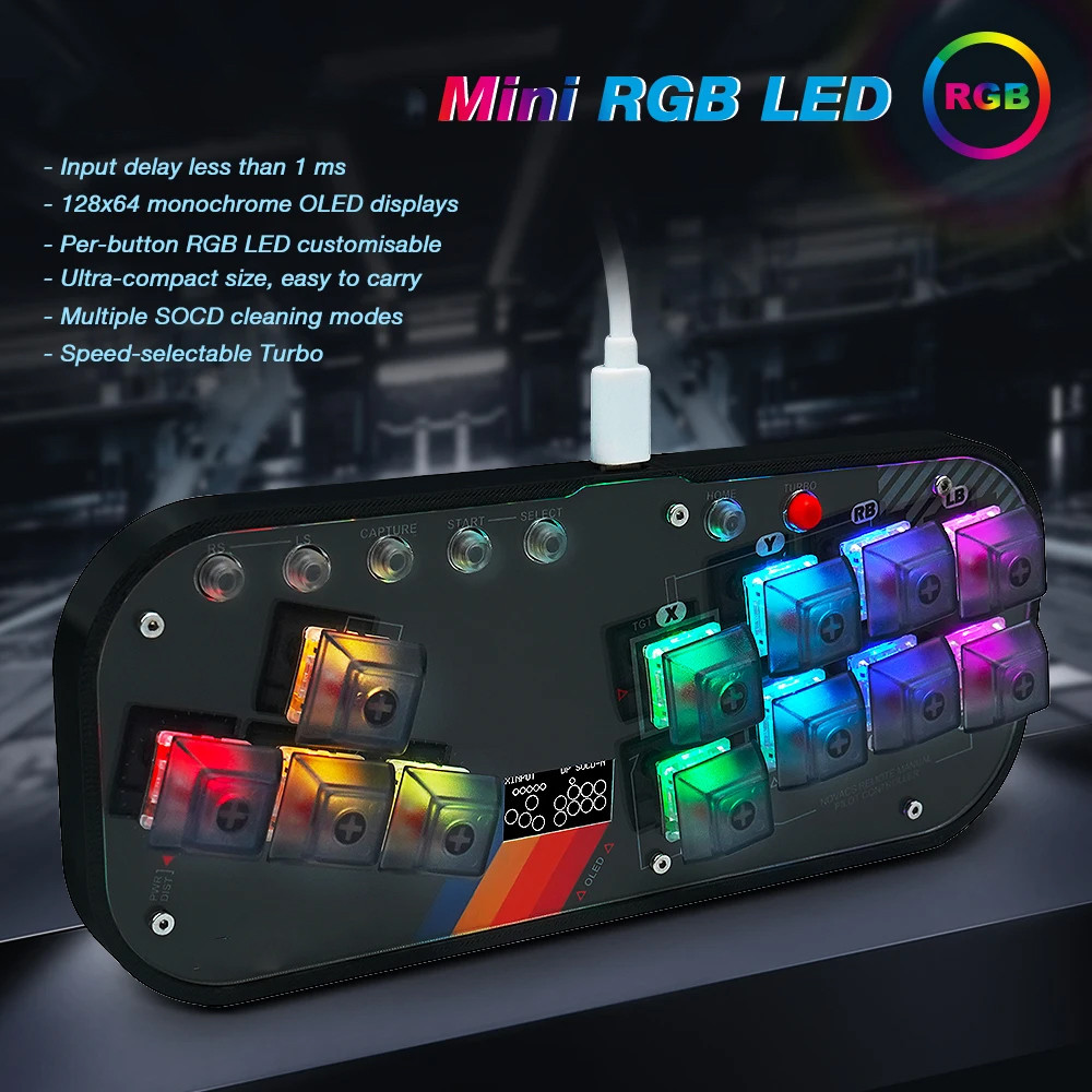 Mini HitBox Controller SOCD Arcade Stick Keyboard RGB Cherry Switch For