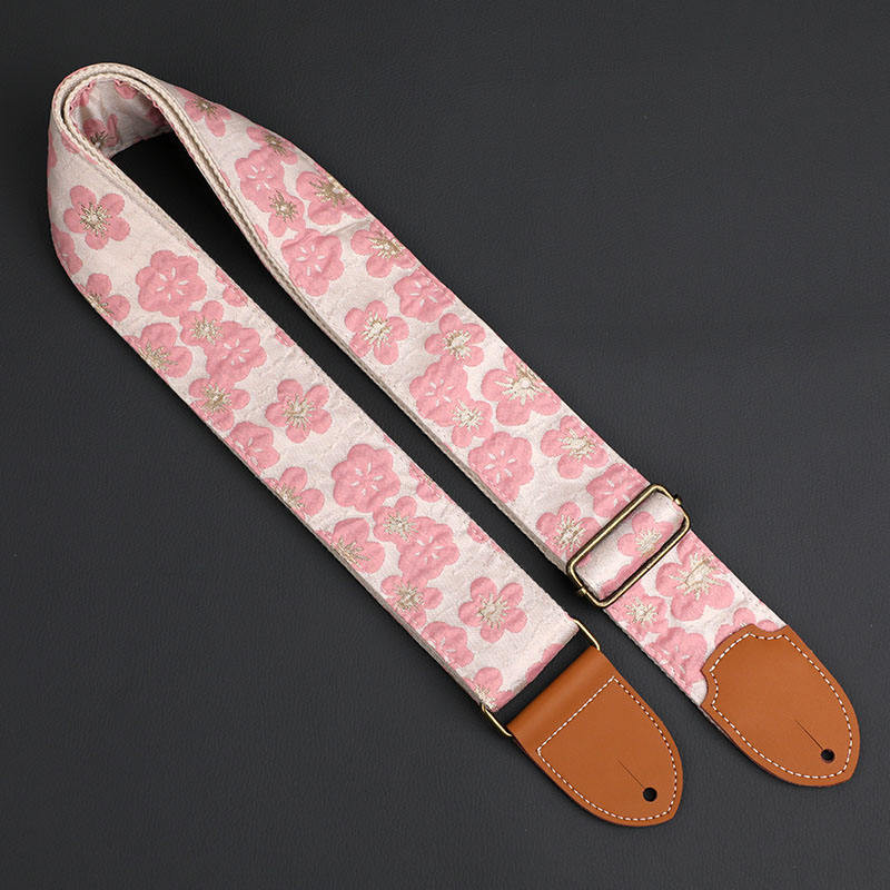 Spot Guitar Strap, Bass Shoulder Strap, Original Cowhide Head Pink Gold