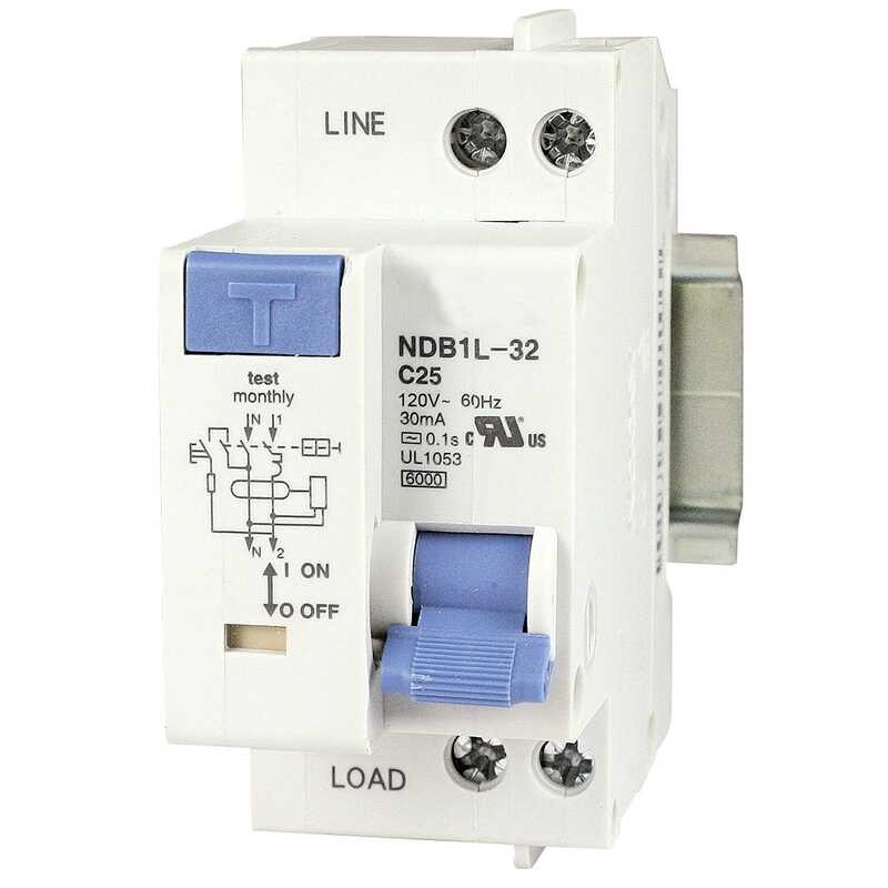AC, 25A, 120V 1pole+neutral pole, DIN rail mounted miniature circuit
