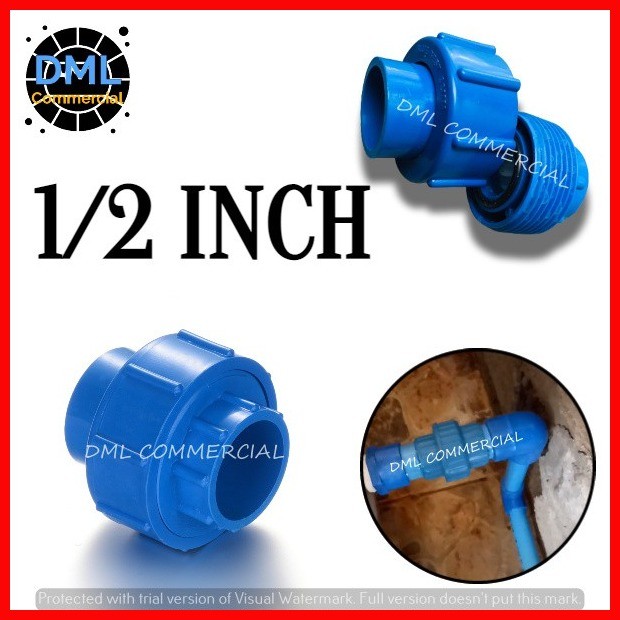 (DML3712) 1 PC Blue PVC Union Patente Water Pipeline Fittings (1/2, 3/