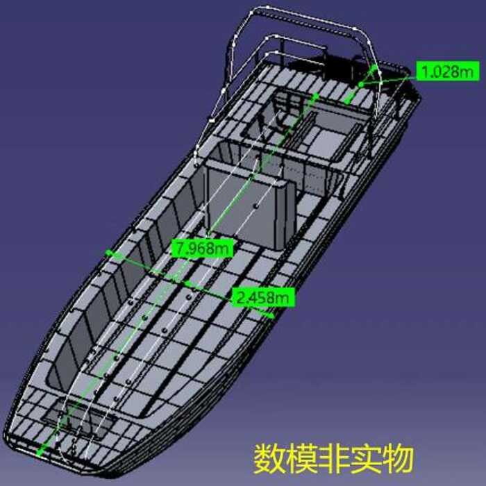 8.5m Aluminum Speedboat Small Structure 3D Geometric Model Surface ...