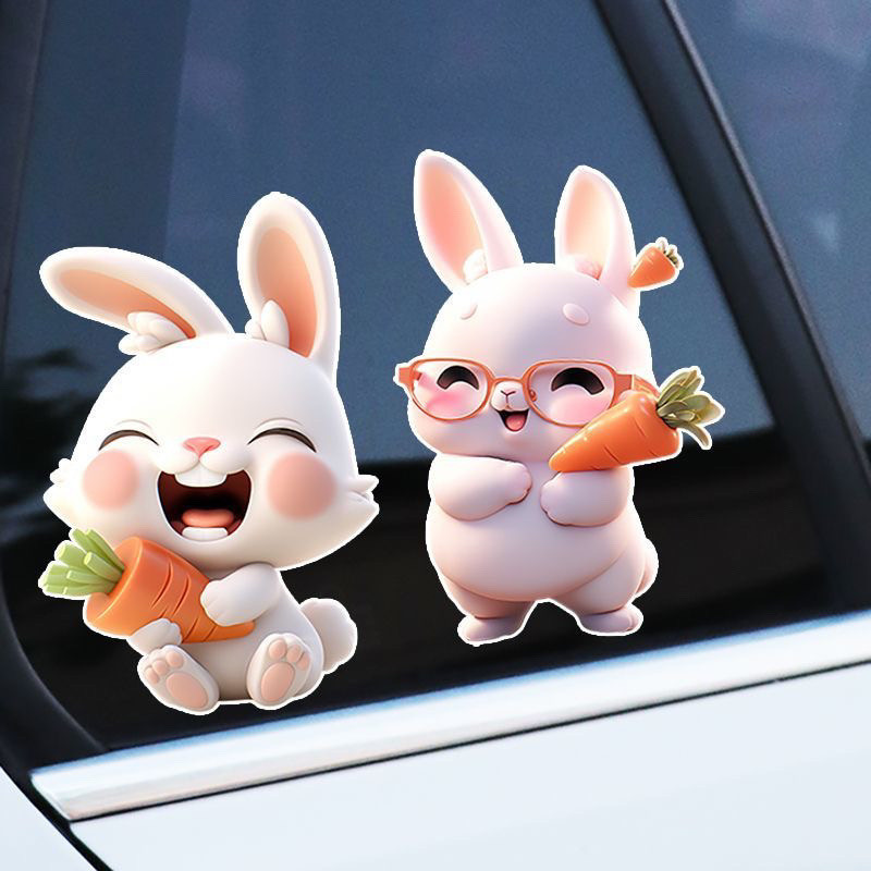 Cute Cartoon Rabbit Car Sticker Electric Vehicle Decoration Scratch ...