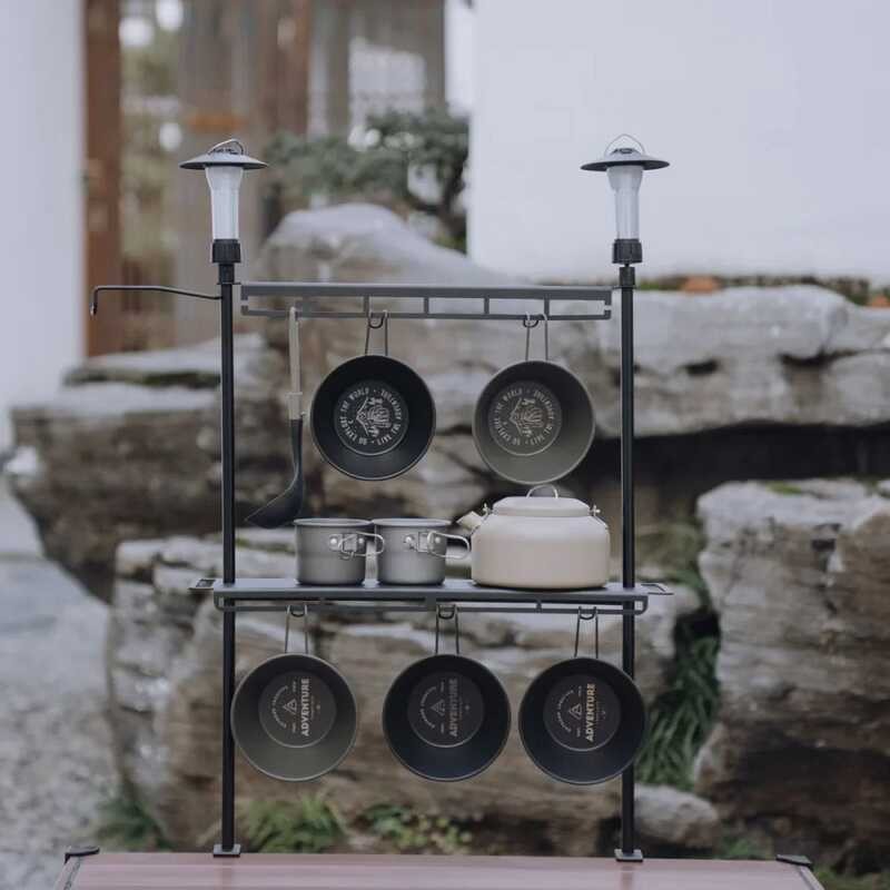 Storage Outdoor Aluminum Rack Foldable Camping Desop Double layer ...