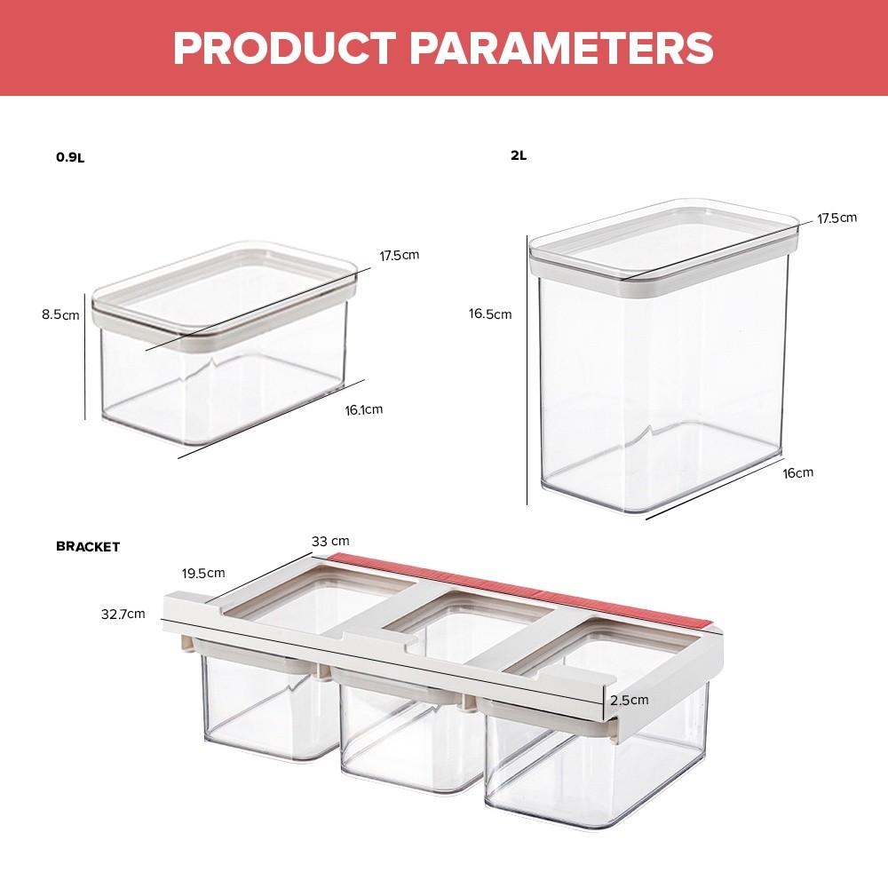 LOCAUPIN Set of Food Airtight Food Container with Pull Out Sliding ...