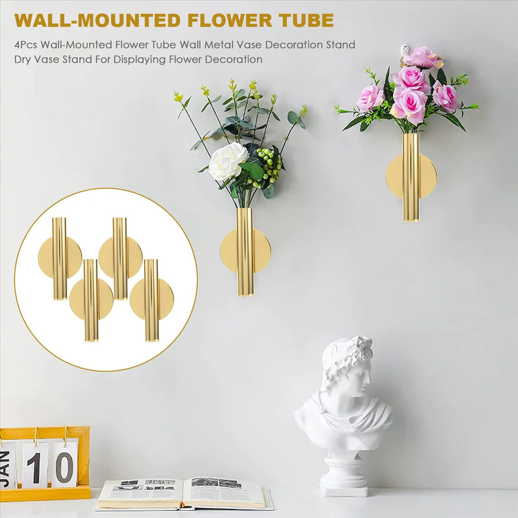 Creative Wall Mounted Flower Tube Nordic Style Non Perforated Flower ...