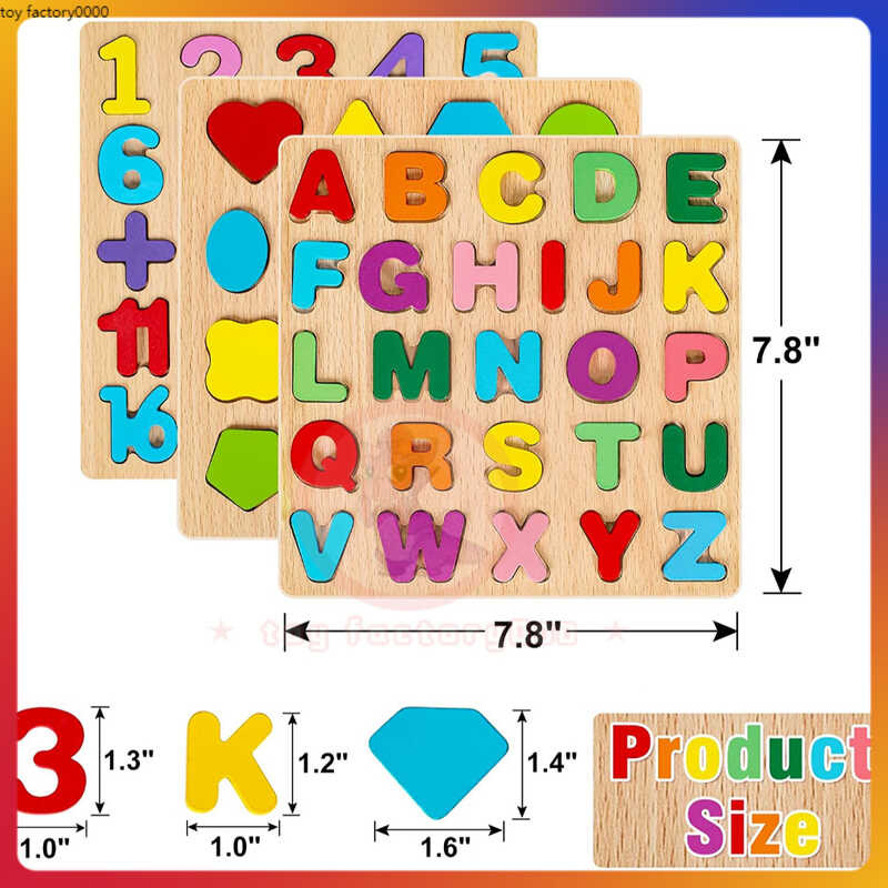 ABC Alphabet Digital Puzzle Wooden Toys Kid Number Letter Shape ...