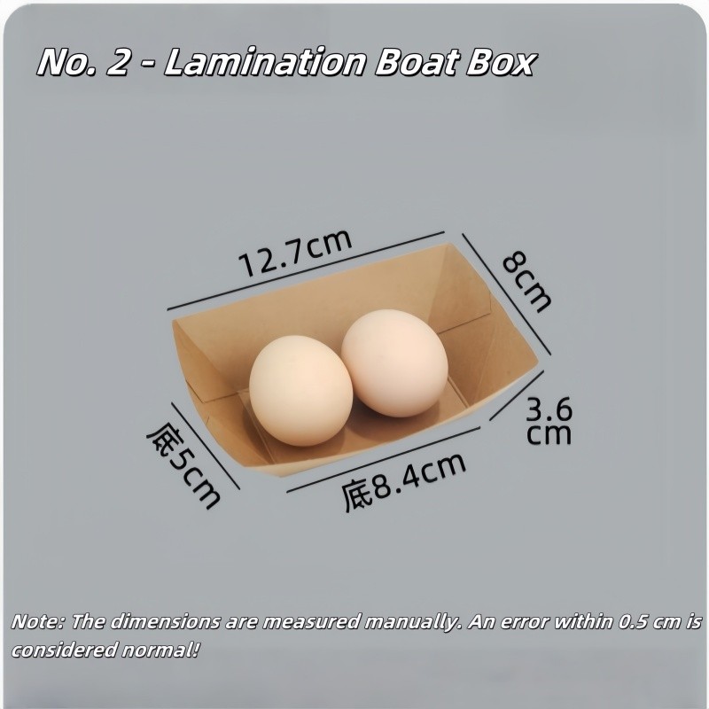 50PCS Kraft Paper Boat Tray -Oil Proof Disposable Food Container For ...
