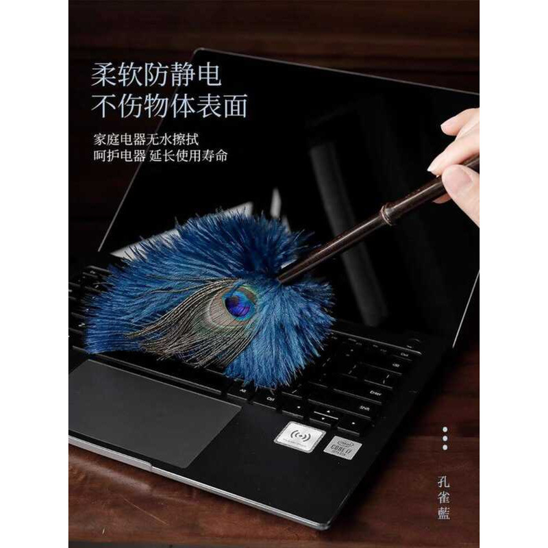 ☑♥ Artistic Initial Peacock Blue Dust Removal Household Ostrich Feather ...