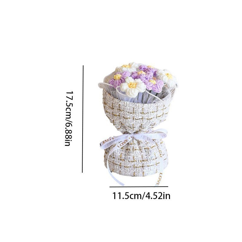 Crochet Flower Bouquet Knitted Sunflower Bouquet Graduation Teacher's ...