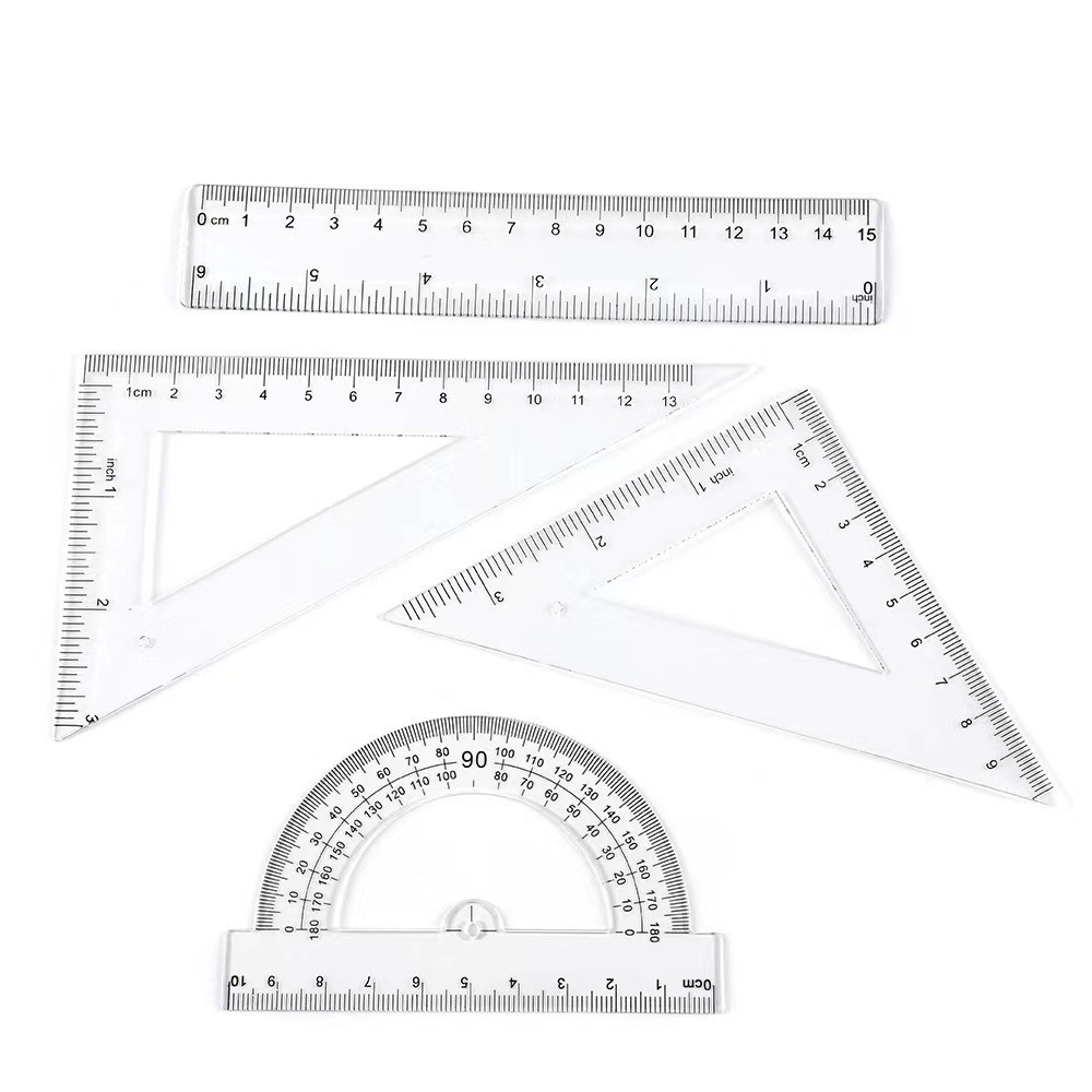 4pcsst Multi Functional Student Ruler Set, 4-piece Straight Ruler Set ...