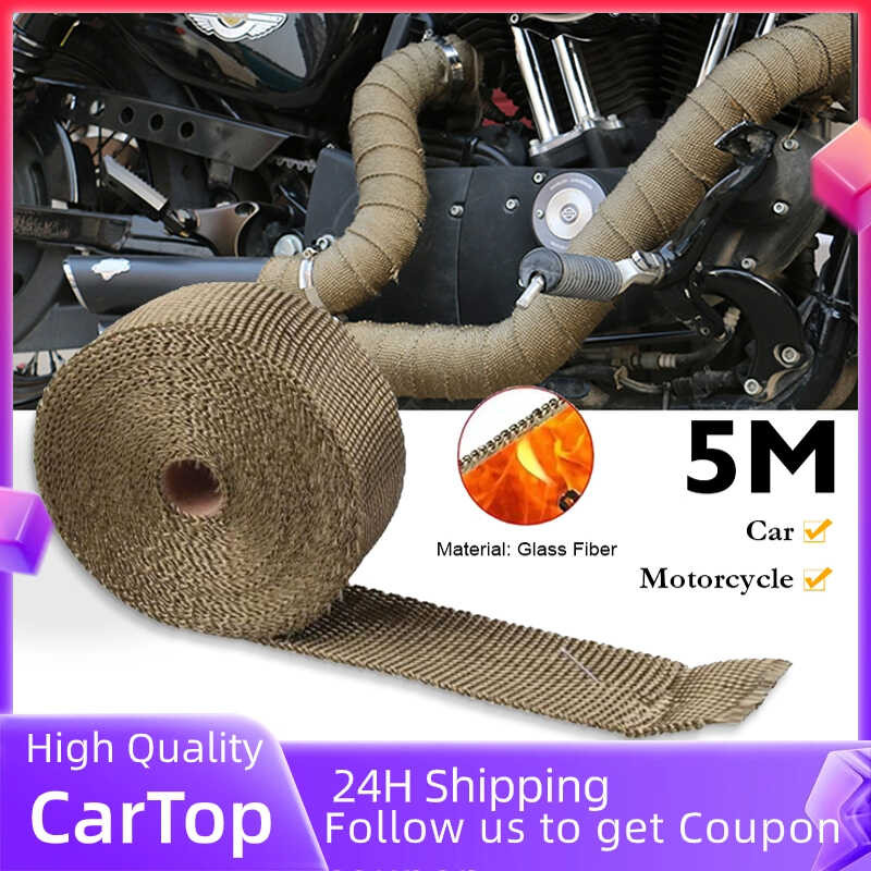 COD Insulation 5M Motorcycle Fiberglass Wrap Header Heat Tape Thermal ...