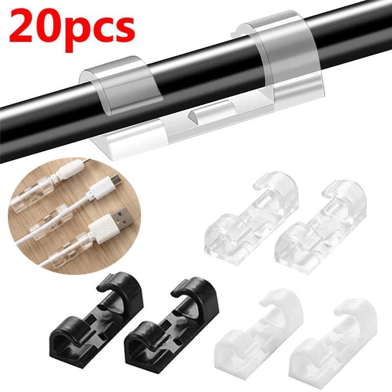 USB Universal Winder Desktop Tidy Cable Management Clips Cord Holder