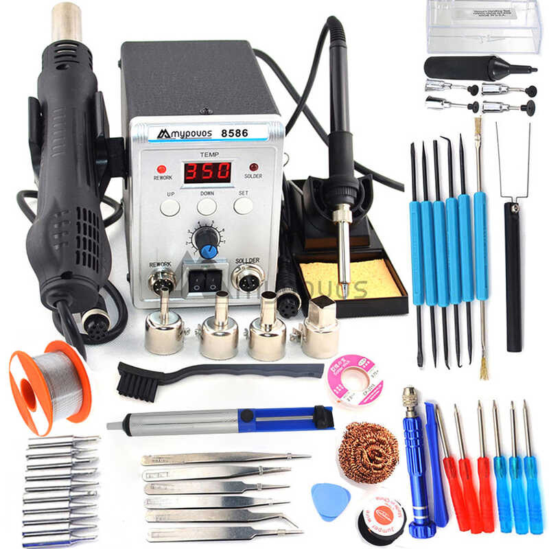 750W 546 8586 2In1 Electric Irons Soldering +Hot Air Gun Solder Station
