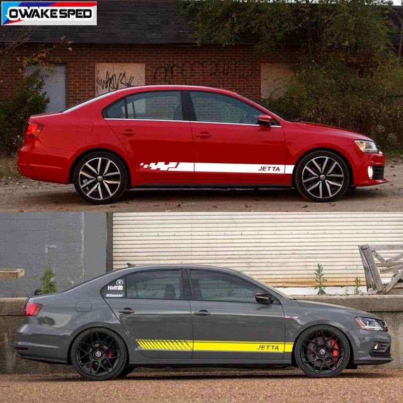 Racing 2pcs Sport Stripes Car Door Side Skirt Sticker For -Jetta 4 6 ...