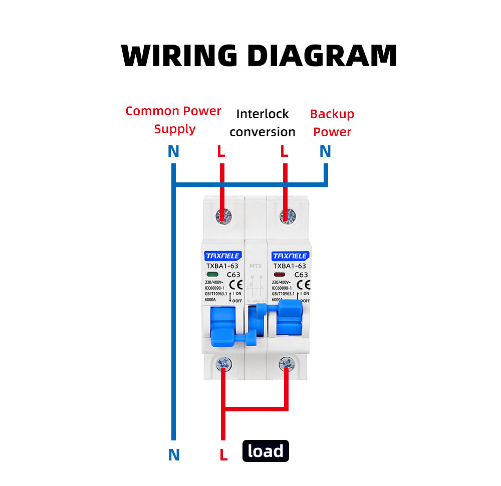 1P+1P 2P+2P MTS AC Dual Power Manual Transfer Switch Circuit Breaker ...