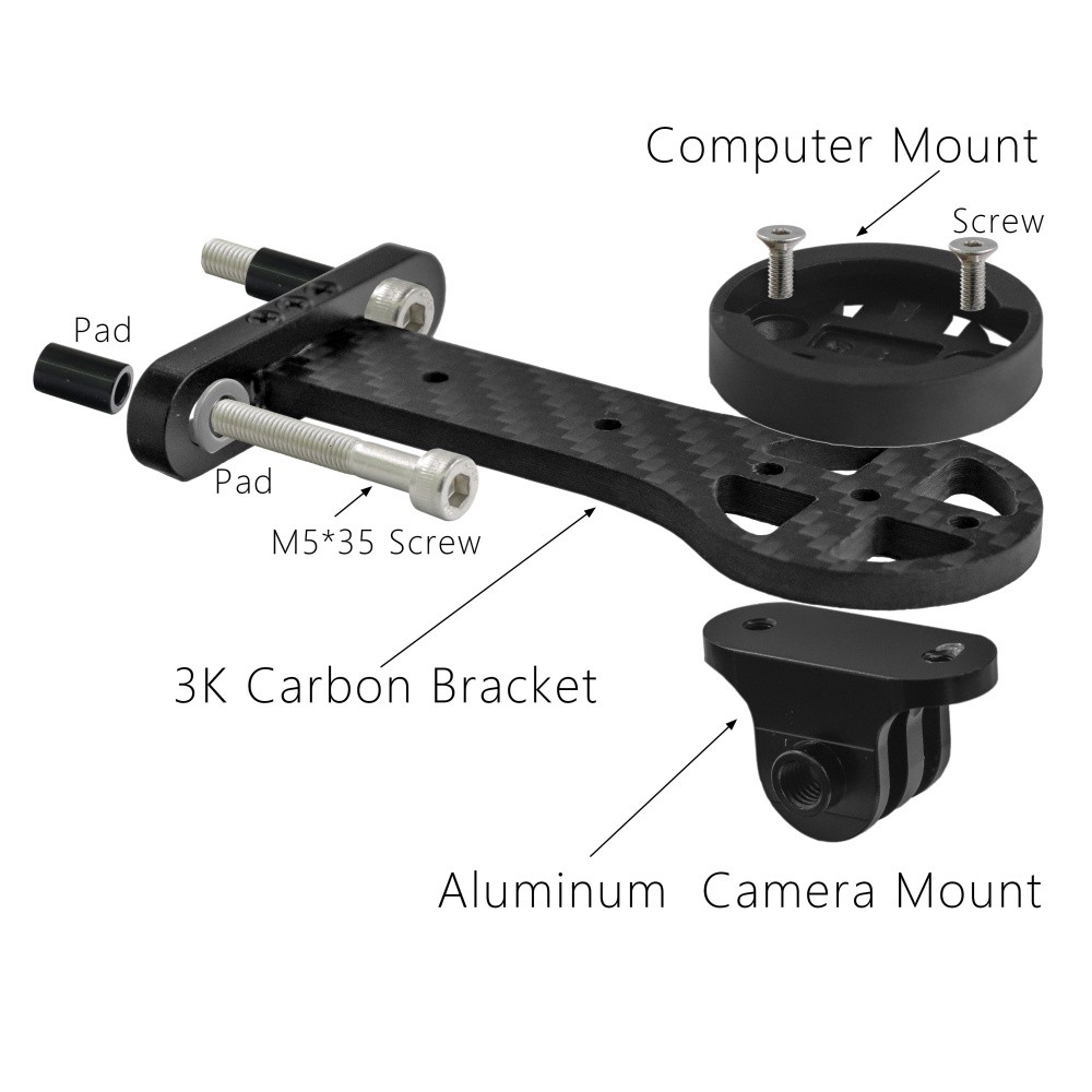KOCEVLO 3K Carbon Bicycle Computer Mount Bike Stem Extender Handlebar ...
