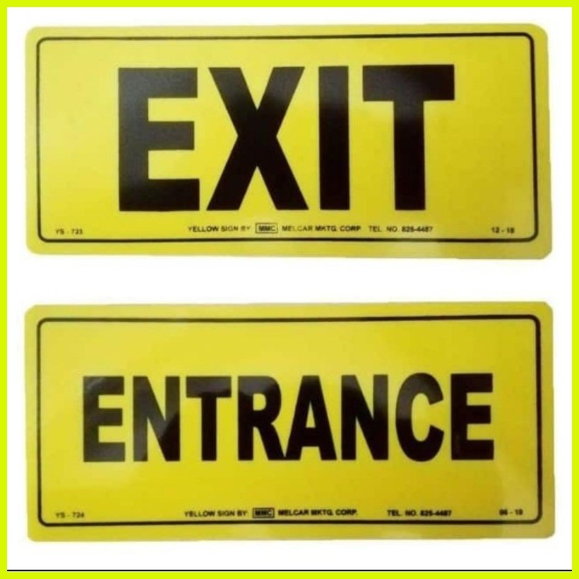 ๑ ENTRANCE OR EXIT (YELLOW SIGNAGES) - INDOOR & OUTDOOR WALL SIGNAGES ...
