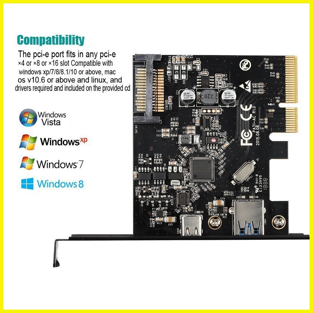 ⚾︎ ♂ ¤ Qicent Pu31-1p1c-Bk Pci-E To Usb 3 1 And Type-C 2 Port Pci ...