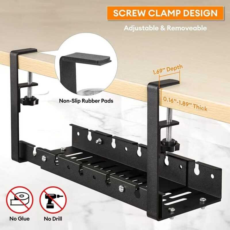 Retractable Design Under Table Storage Rack Cable Management Tray Desk ...