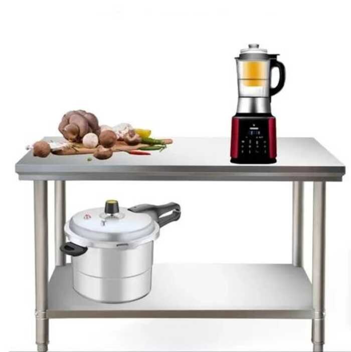 304 Stainless Steel 2 Layers Worktop Kitchen Countertop Cutting Table ...