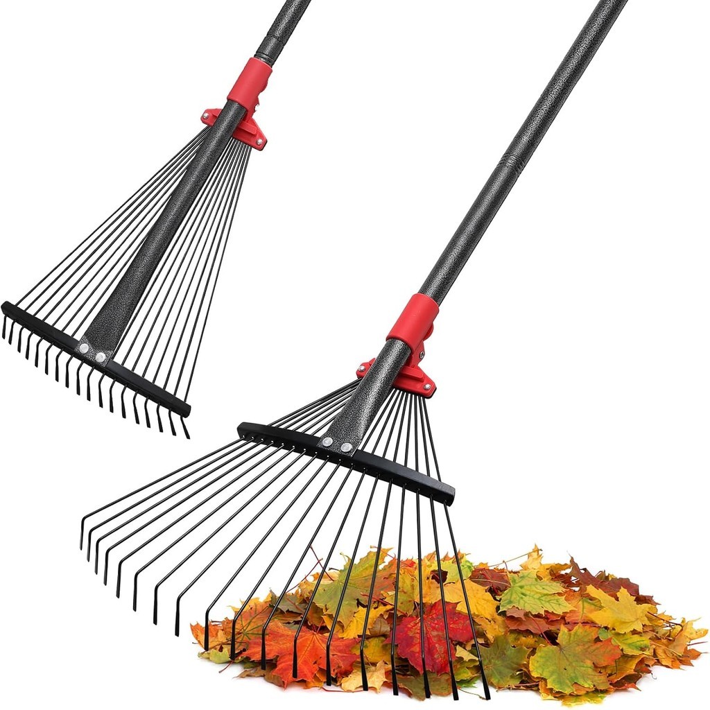 Rake Garden Leaf Rake, Heavy Duty, Foldable Lawn, Gardening Tools ...