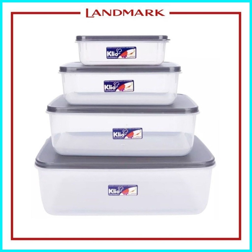 Klio 4pc Stackable Rectangle Series Set Food Keeper - Gray 20.5x9x29 cm ...