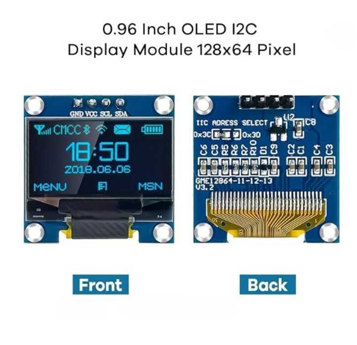 Ssd1306 I2c IIC SPI Serial 128X64 0.96 4-Pin 2C Blue OLED Display ...