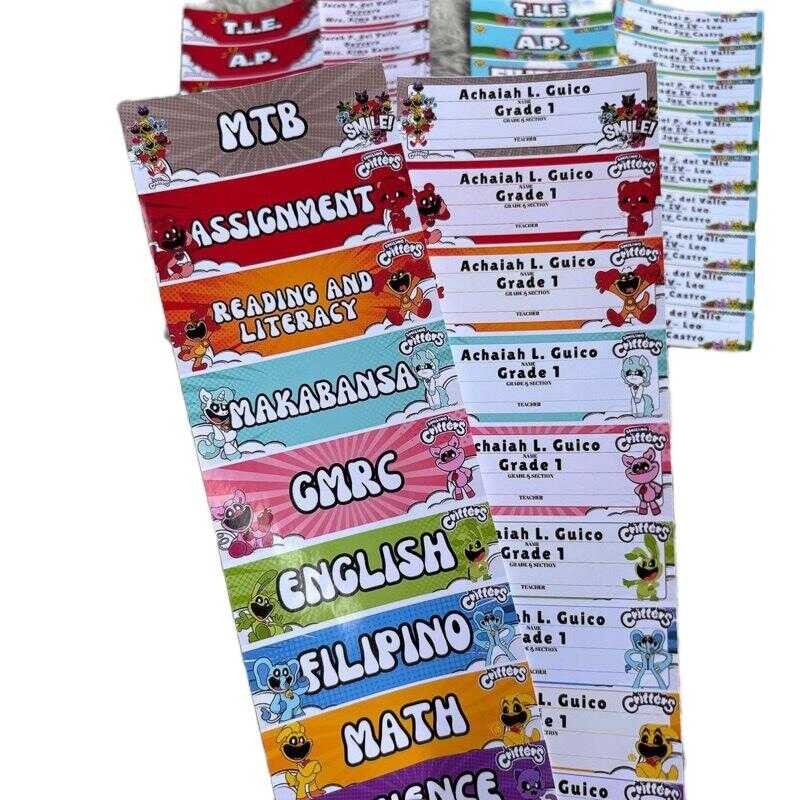 Set Of 10 Subject Label Stickers For Kindergarten Grade 1-6 With Name ...
