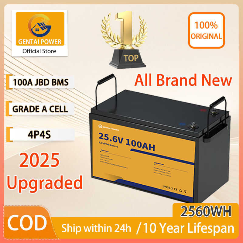 GENTAI 24V 100Ah Lifepo4 Lithium Deep Cycles Rechargeable Battery, Max ...