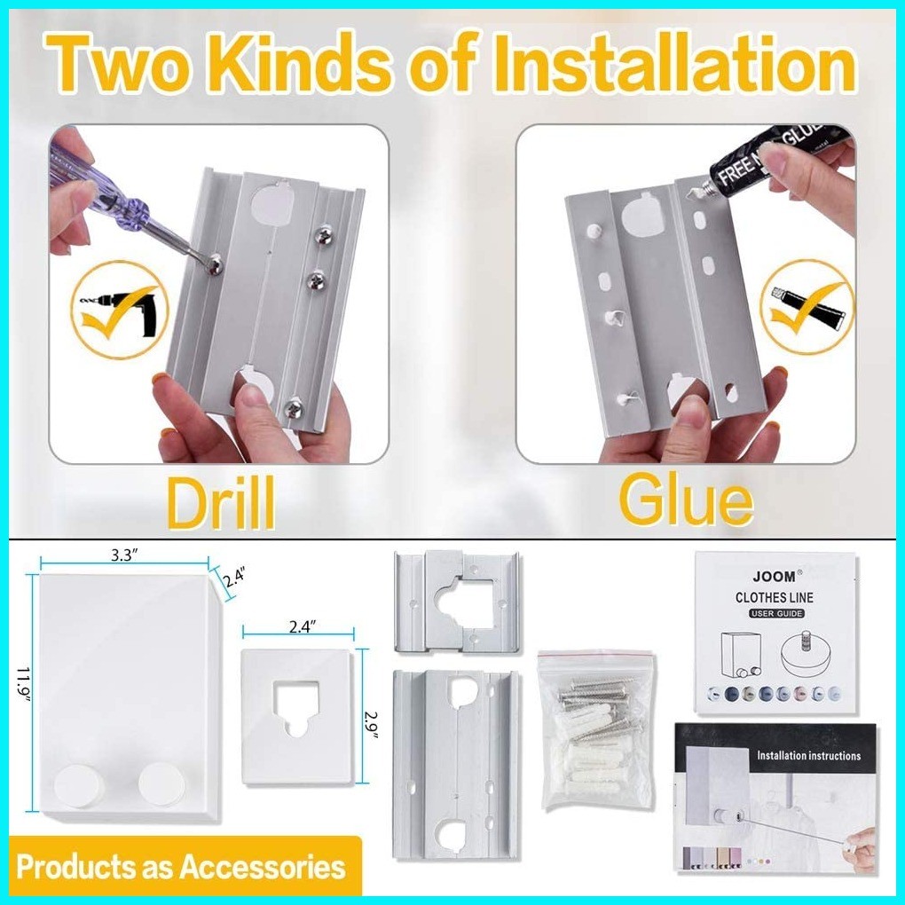 Retractable Clothesline with Adjustable Stainless Steel Rope String ...