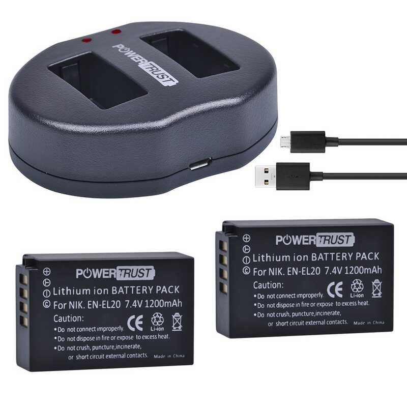 Powertrust Enel20, En-el20a Batteries And Usb Dual Charger For Nikon 