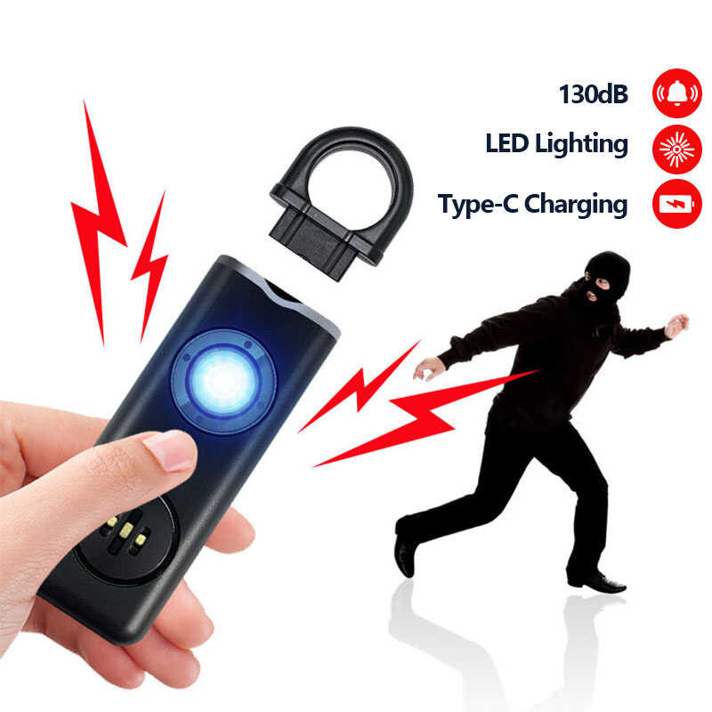 Geevon 2 Pack Personal Safety Alarms, 130DB Safe Sound Self Defense Alarm Siren With Strobe Light, Emergency Security Alert Devices For Women, Men, Elderly, Children (White - 2 Pack - View #4